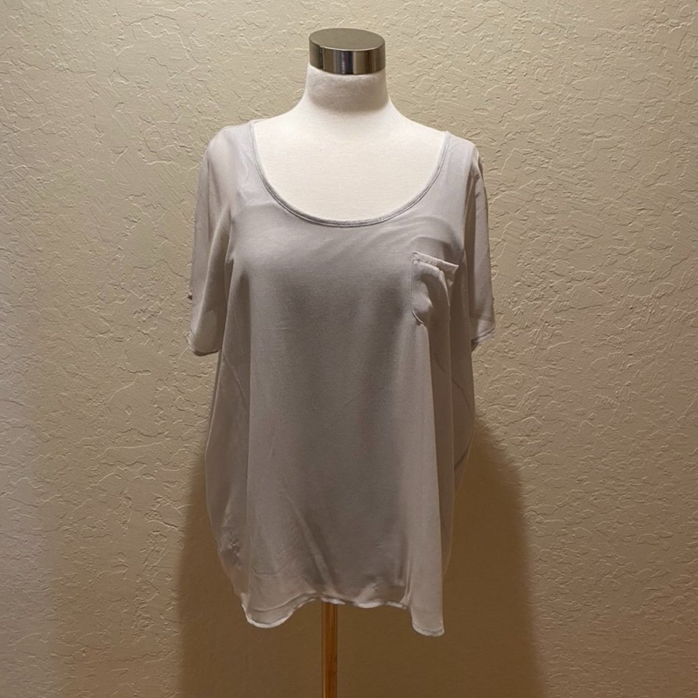 NWOT Barney's NY light grey sheer top/tank L